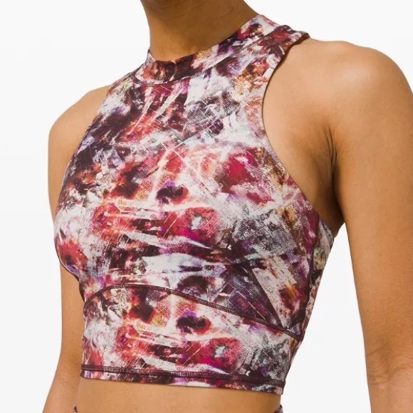 lululemon athletica Tops - Lululemon- Everlux Mesh Cropped Tank- Urbantricity Multi Dark Terracotta- size 8